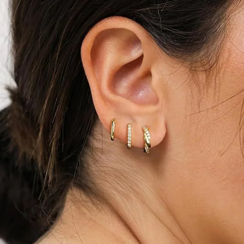 Boucle D’oreille Femme 3 Trous – Doré Éclatant