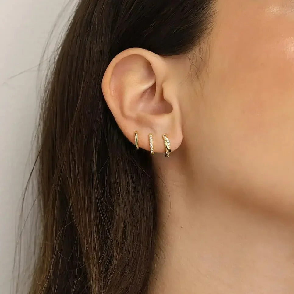 Boucle D’oreille Femme 3 Trous – Doré Éclatant