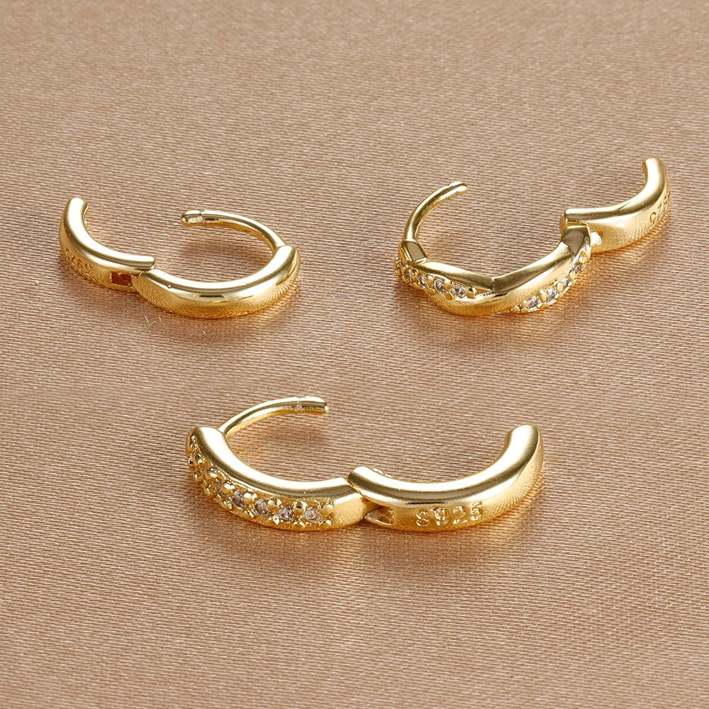 Boucle D’oreille Femme 3 Trous – Doré Éclatant