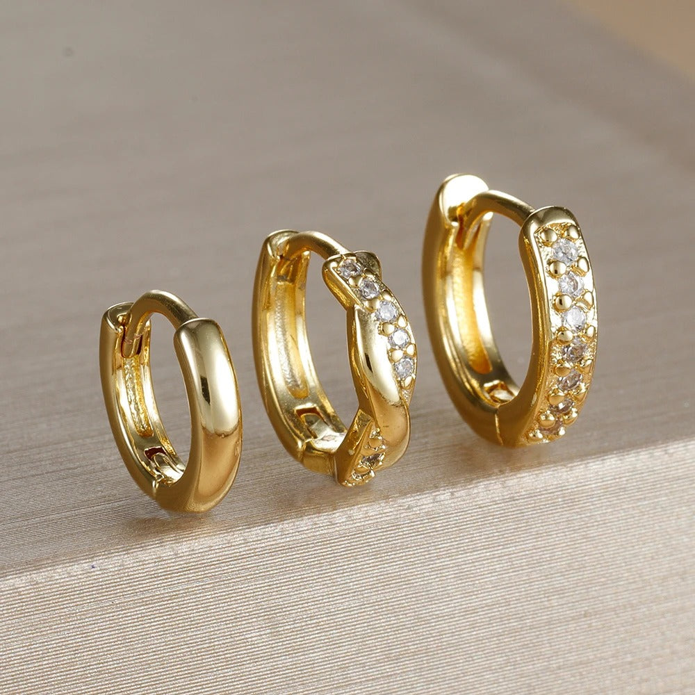 Boucle D’oreille Femme 3 Trous – Doré Éclatant