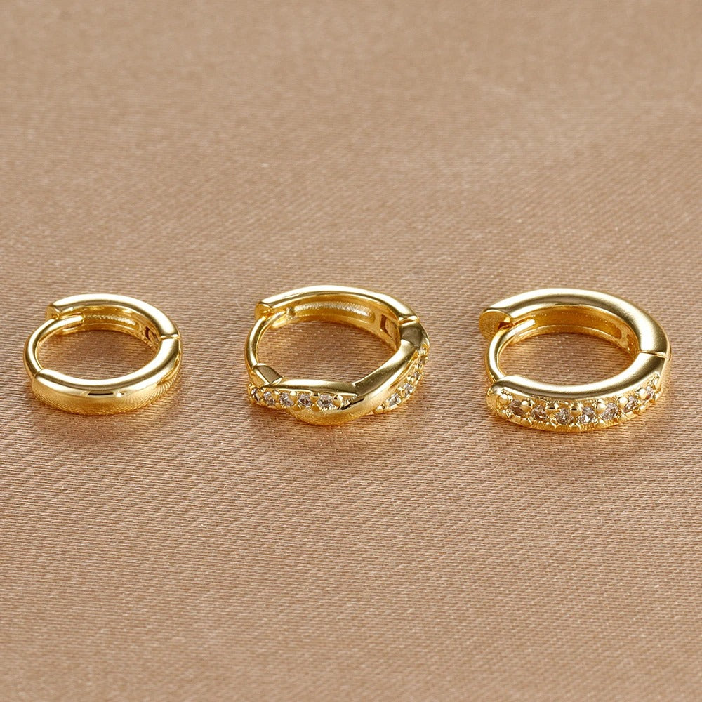 Boucle D’oreille Femme 3 Trous – Doré Éclatant