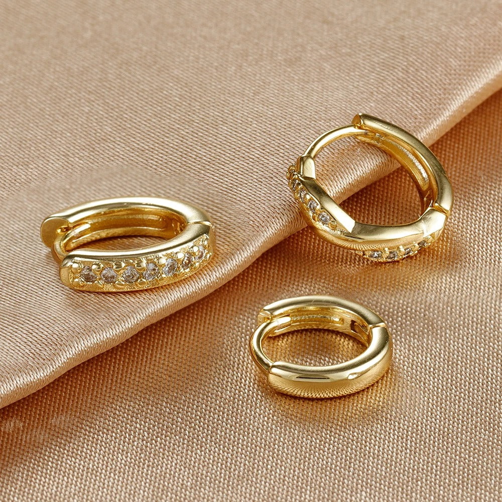 Boucle D’oreille Femme 3 Trous – Doré Éclatant