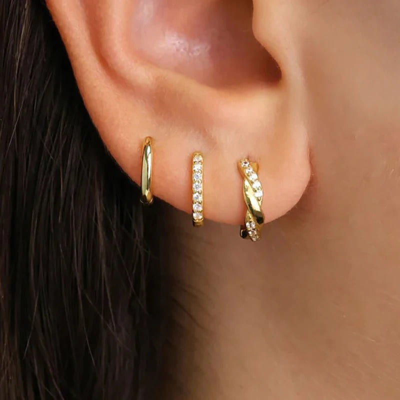 Boucle D’oreille Femme 3 Trous – Doré Éclatant