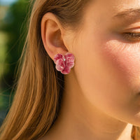 Boucle D’oreille Fleur Relief Rosé
