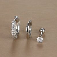 Boucle D’oreille 3 Trous – Acier Inoxydable Argenté Brillant