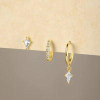 Boucle D'oreille 3 Trous Acier Inoxydable Luxe