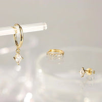 Boucle D'oreille 3 Trous Acier Inoxydable Luxe
