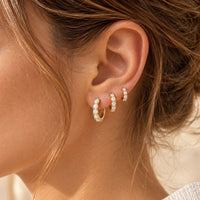 Boucle D'Oreille 3 Trous Anneaux Blancs Irisés