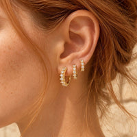 Boucle d'Oreille 3 Trous Anneaux Sertis En Dégradé