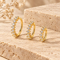 Boucle d'Oreille 3 Trous Anneaux Sertis En Dégradé