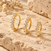 Boucle d'Oreille 3 Trous Anneaux Sertis En Dégradé