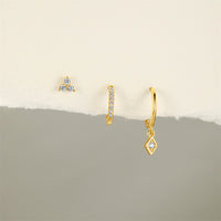 Boucle D'Oreille 3 Trous Argent Délicat Et Doré