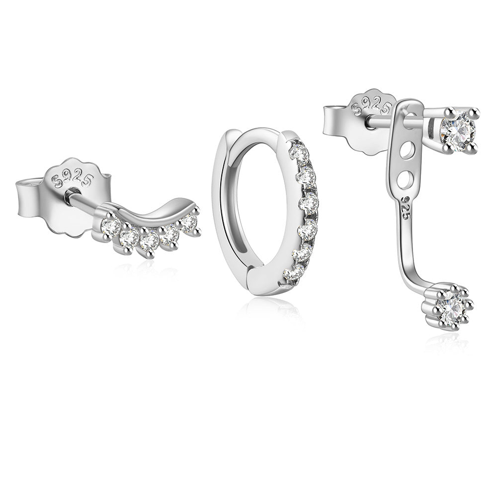 Boucle D'Oreille 3 Trous Argent Éclat Pur Et Fin