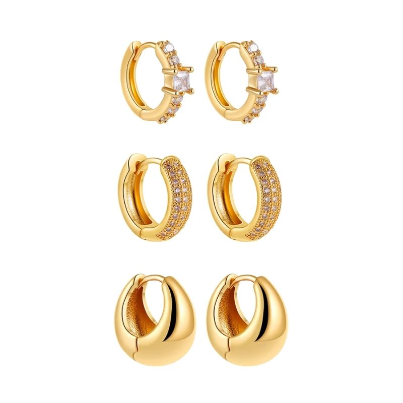 Boucle D'Oreille 3 Trous Brillance Et Chic