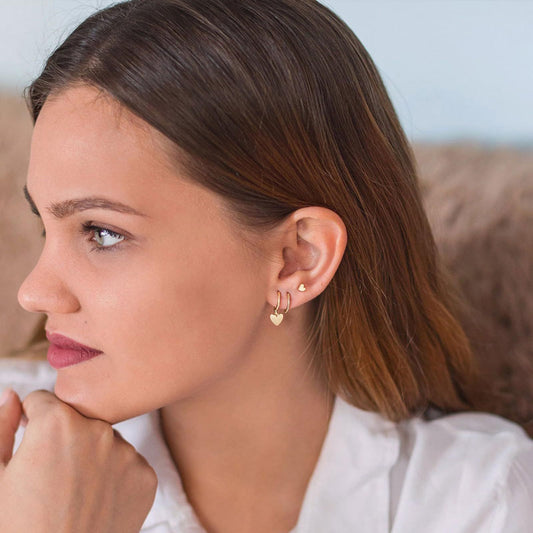 Boucle d'Oreille 3 Trous Cœur