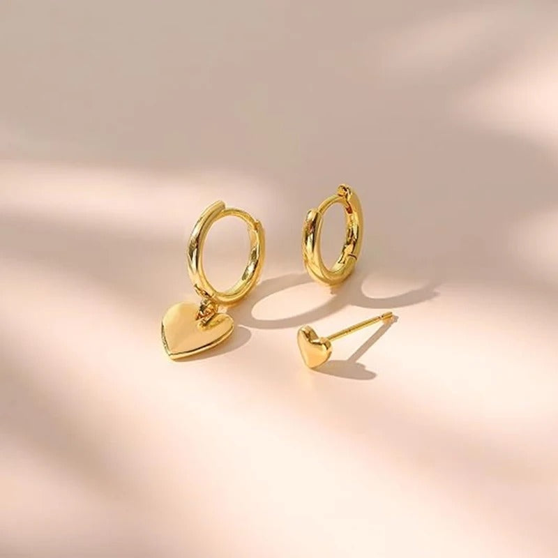 Boucle d'Oreille 3 Trous Cœur