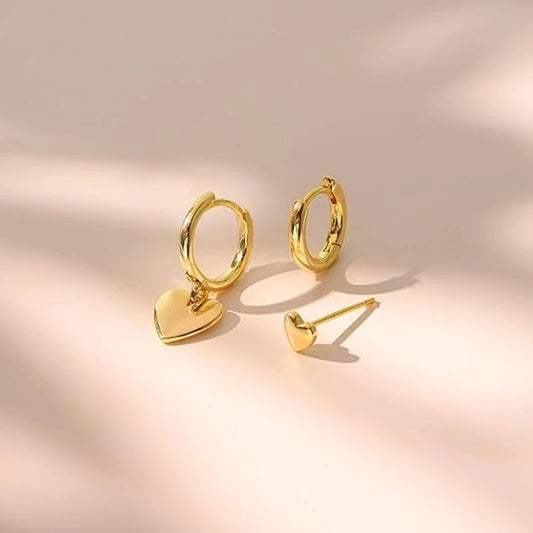 Boucle d'Oreille 3 Trous Cœur