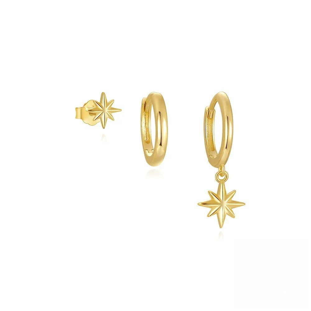 Boucle D'oreille 3 Trous Dorées