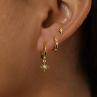 Boucle D'oreille 3 Trous Dorées