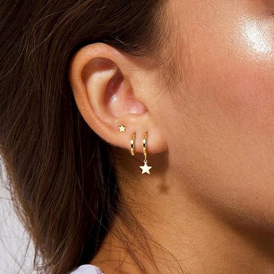 Boucle d'Oreille 3 Trous Étoile