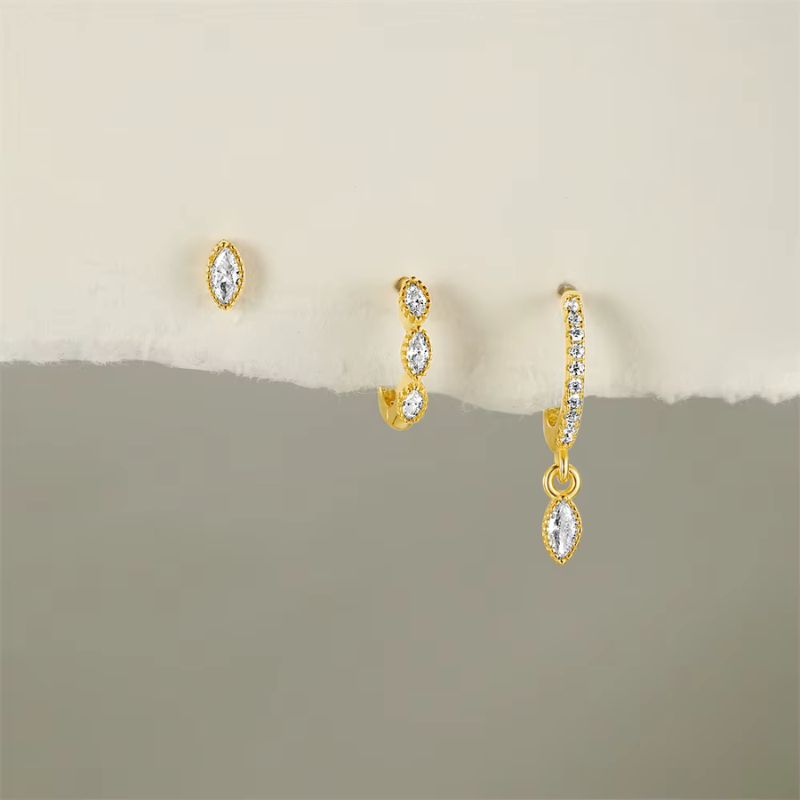 Boucle D'oreille 3 Trous Géométrique Luxe Image