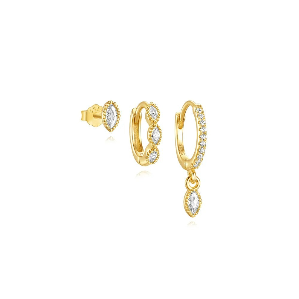 Boucle D'oreille 3 Trous Géométrique Luxe