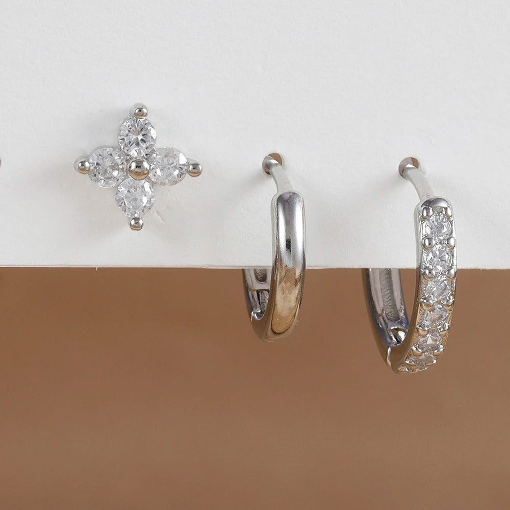 Boucle D'Oreille 3 Trous Intemporel Acier Inoxydable