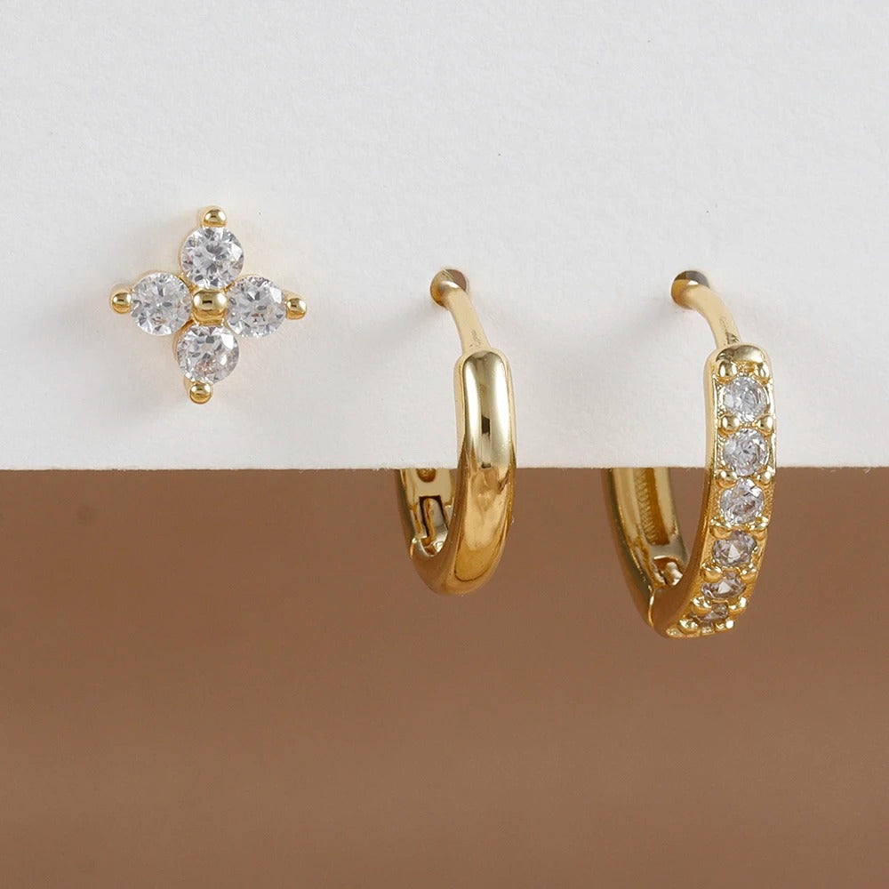 Boucle D'Oreille 3 Trous Intemporel Acier Inoxydable