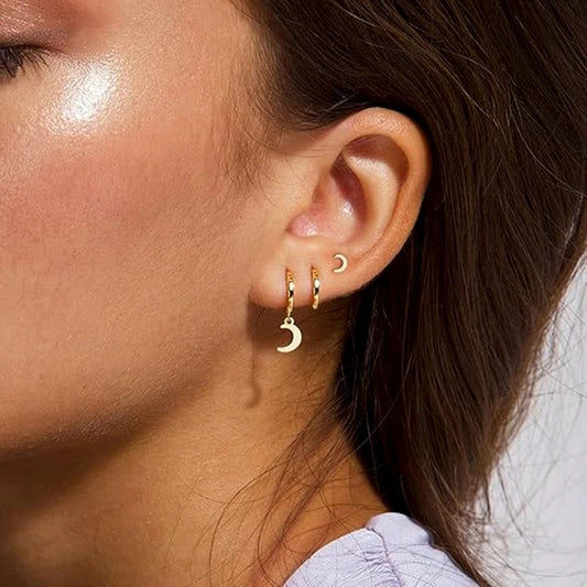 Boucle d'Oreille 3 Trous Lune