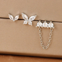 Boucle D'Oreille 3 Trous Papillon Chaîne Acier Inoxydable