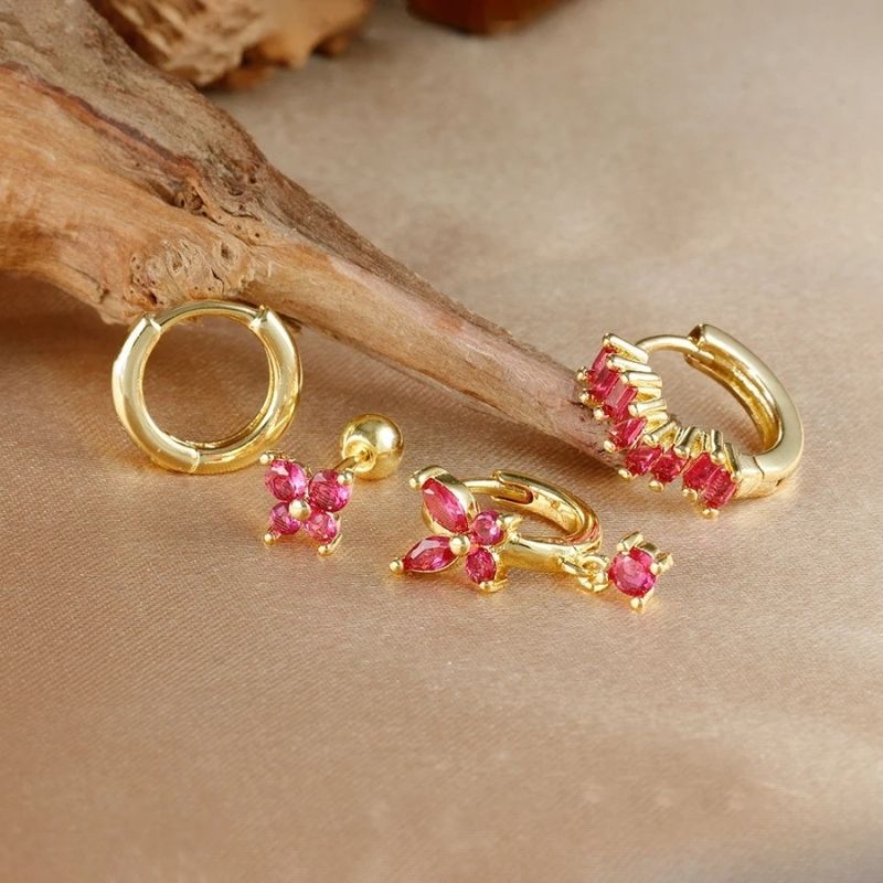 Boucle D'Oreille 3 Trous Papillon Coloré