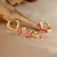 Boucle D'Oreille 3 Trous Papillon Coloré