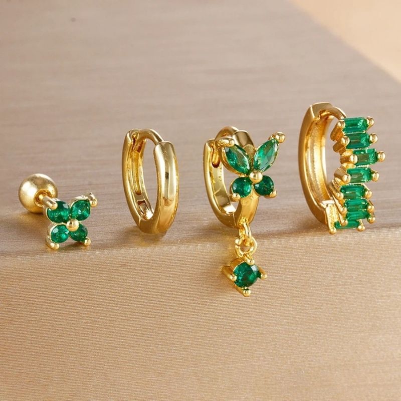 Boucle D'Oreille 3 Trous Papillon Coloré