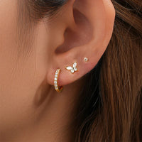 Boucle D'Oreille 3 Trous Papillon Dépareillée Acier Inoxydable
