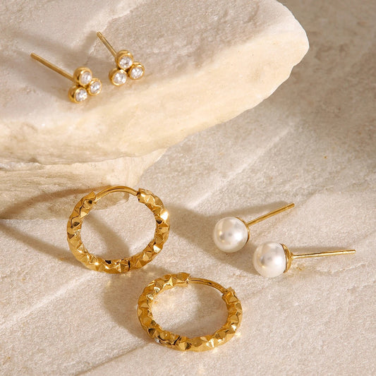 Boucle D’oreille 3 Trous Trio Brillant – Acier Inoxydable