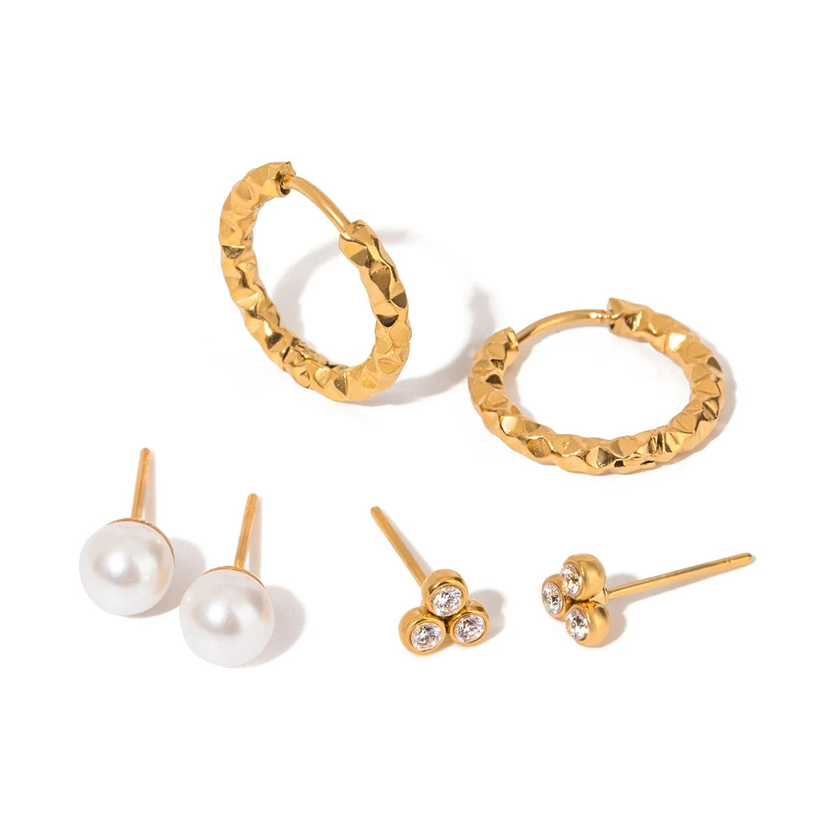 Boucle D’oreille 3 Trous Trio Brillant – Acier Inoxydable