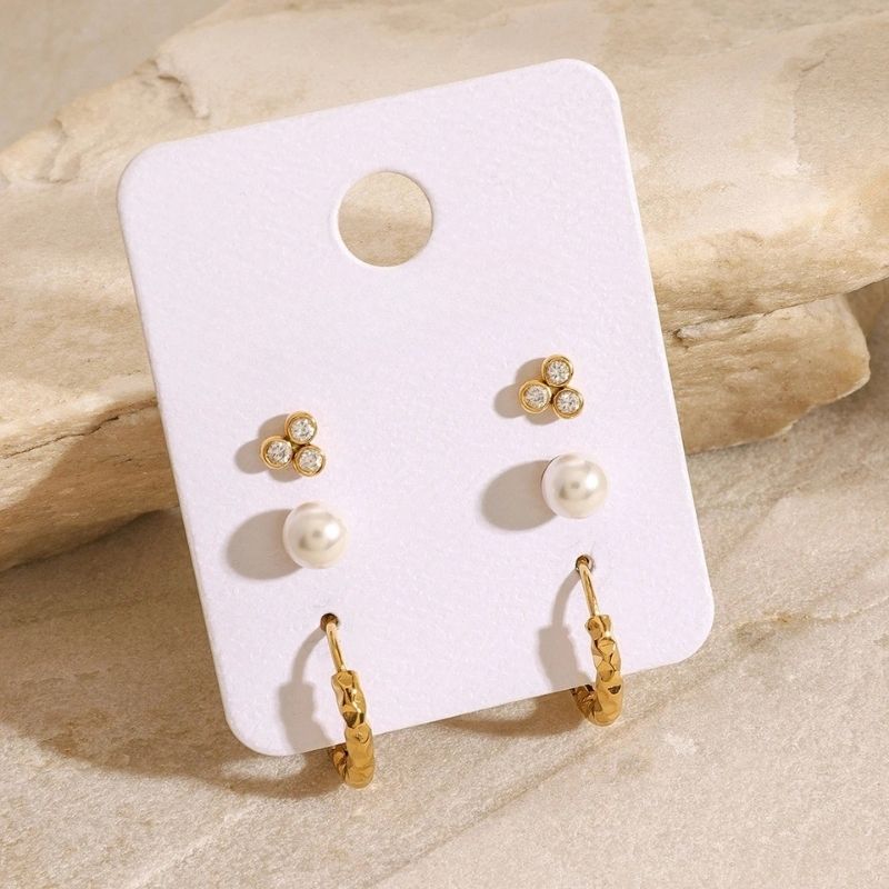 Boucle D’oreille 3 Trous Trio Brillant – Acier Inoxydable Image