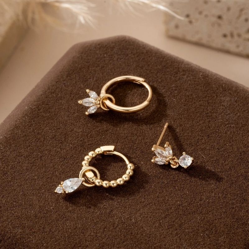 Boucle D’Oreille 3 Trous Trio Printemps