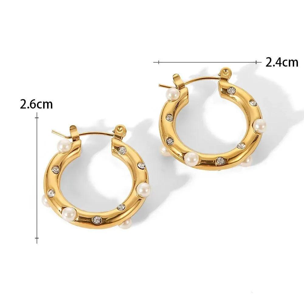 Boucle d'Oreille Acier Inoxydable Créole Dorée et Blanche