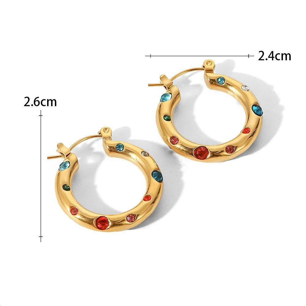 Boucle d'Oreille Acier Inoxydable Créole Dorée et Colorée