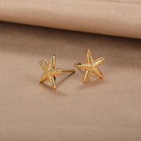 Boucle d'Oreille acier Inoxydable Dorée Etoile de Mer