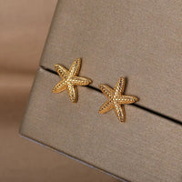 Boucle d'Oreille acier Inoxydable Dorée Etoile de Mer