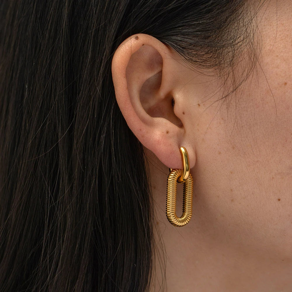Boucle d'Oreille Acier Inoxydable Dorée Image