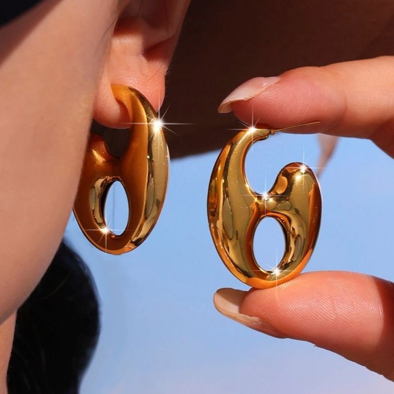 Boucle D’Oreille Acier Inoxydable Effet Gain Café