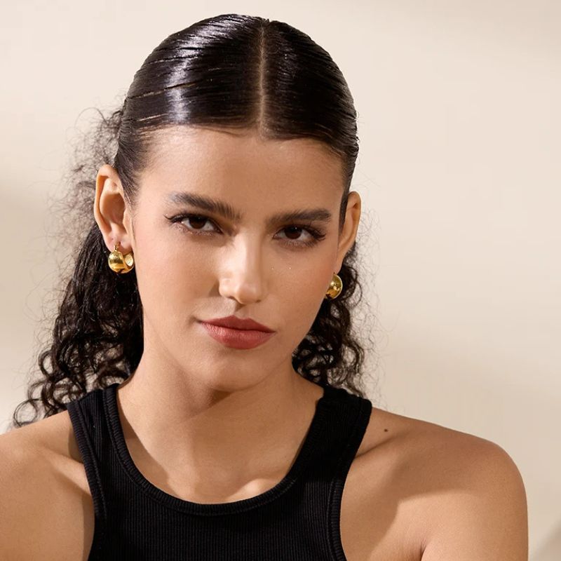 Boucle D'oreille Acier Inoxydable Épaisse style Rétro