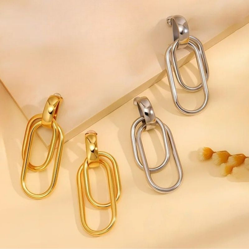 Boucle D’Oreille Acier Inoxydable Pendante Allongée