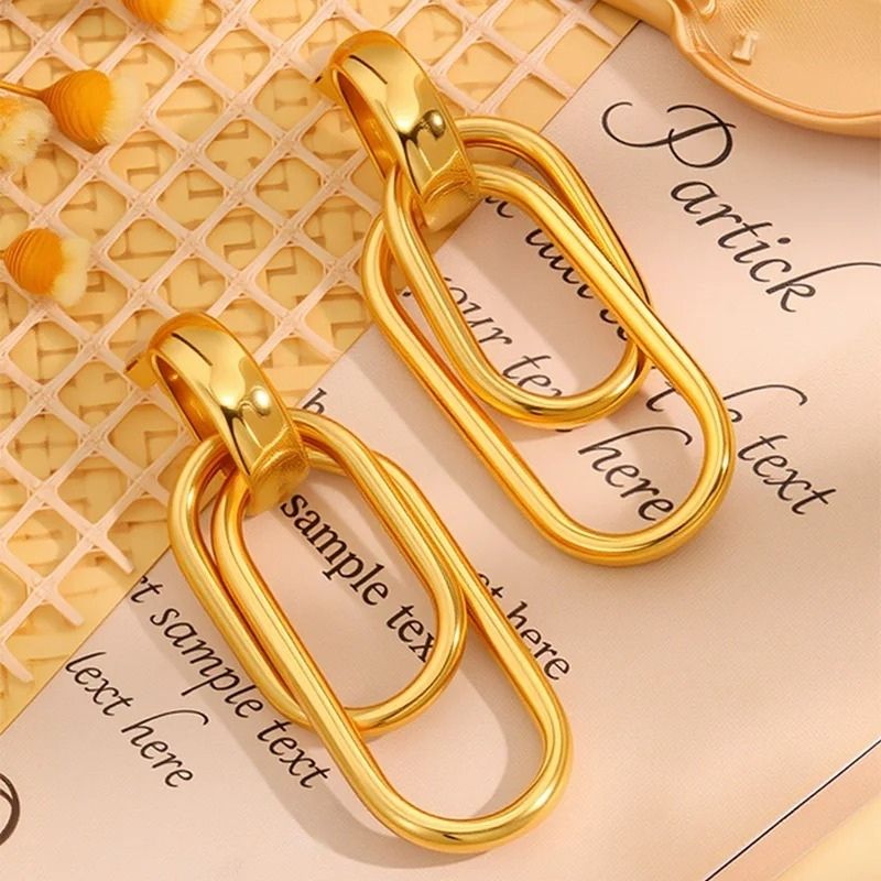 Boucle D’Oreille Acier Inoxydable Pendante Allongée