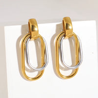 Boucle D’oreille Acier Inoxydable Pendante Bicolore