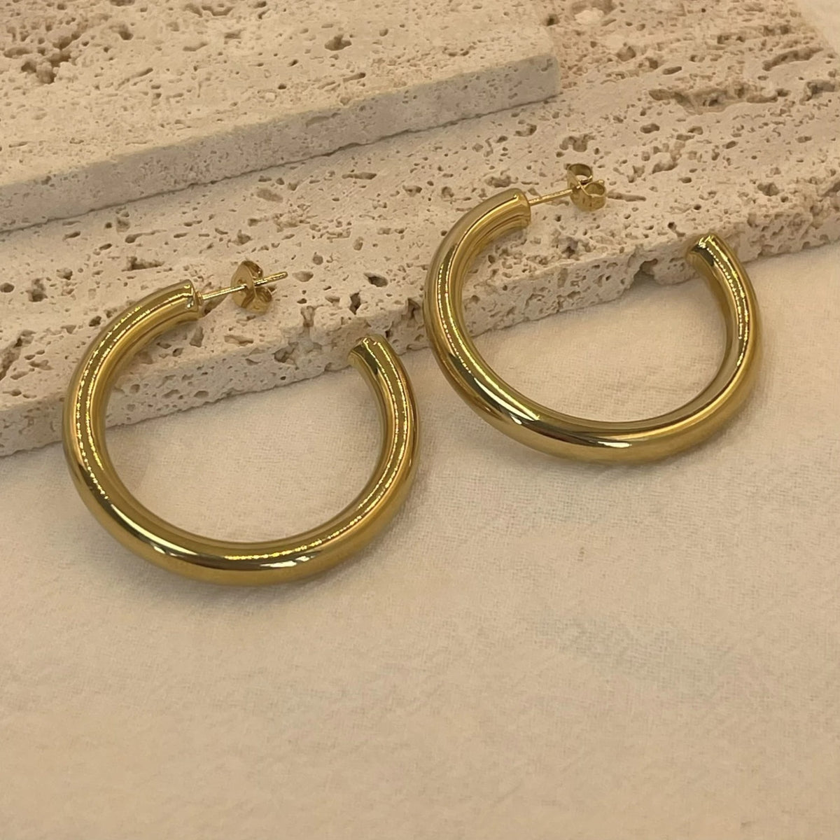 Boucle D'oreille Anneau Femme Acier Inoxydable Dorée
