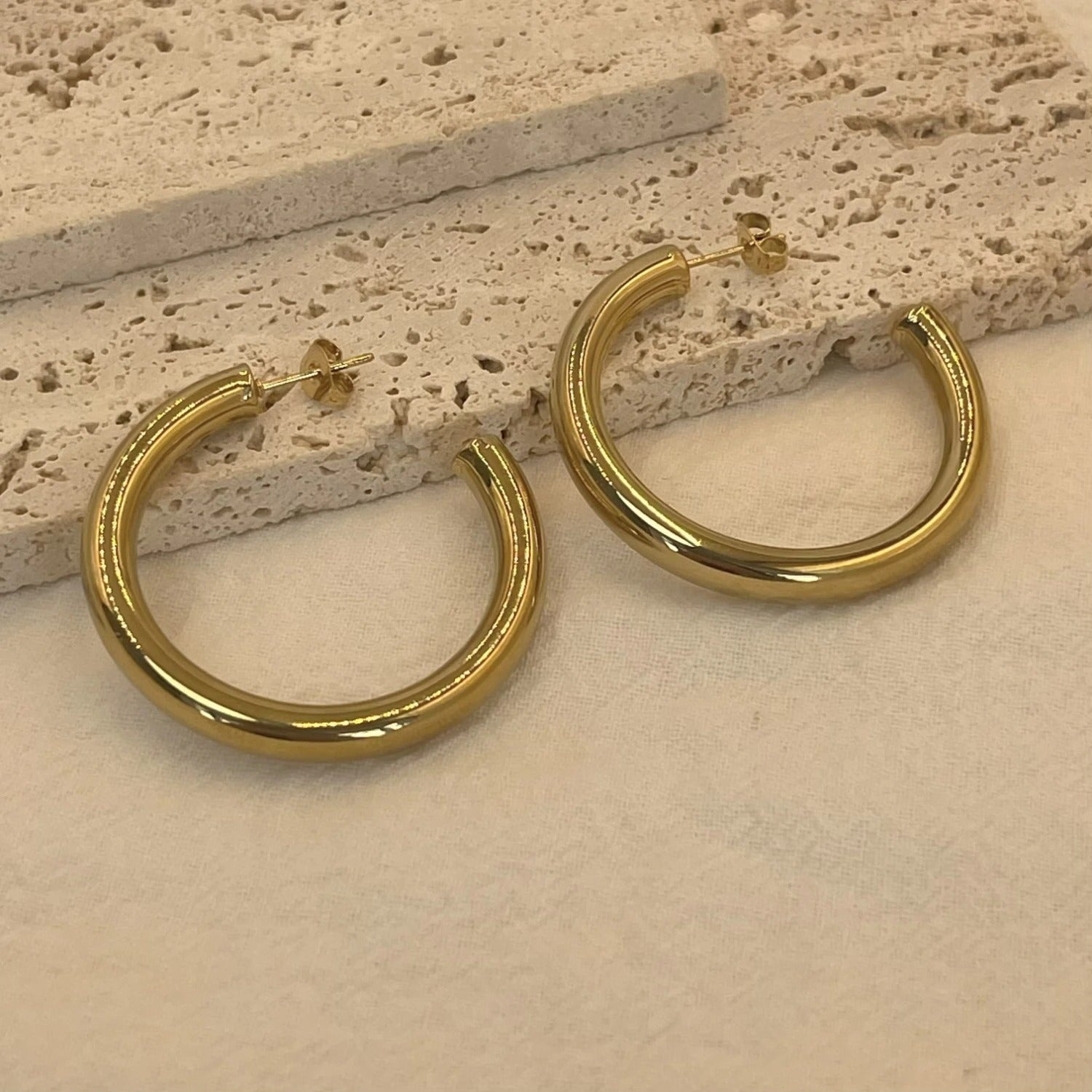 Boucle D'oreille Anneau Femme Acier Inoxydable Dorée